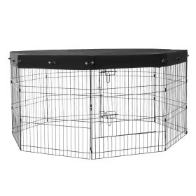 Dog Playpen, 8 Pcs 30"H x 24"W Panels Foldable Metal Pet Exercise Pen, Dog Fence Indoor and Outdoor Pen with Door, 600D Oxford Fabric Top Cover