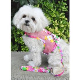 Cool Mesh Dog Harness with Leash - Pink Hawaiian Floral (Option: Small)