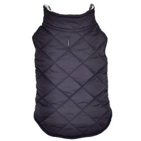 Reversible Fleece Lined Puffer Dog Coat - Black and White Plaid (Option: X-Large)