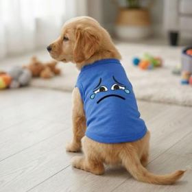 Sad Face Dog Shirt - Nautical Blue (Option: X-Large)