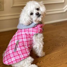 Weekender Dog Sweatshirt Hoodie - Pink & White Plaid (Option: X-Large)