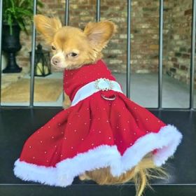 Holiday Dog Harness Dress - Red Velvet Sparkle (Option: X-Small)
