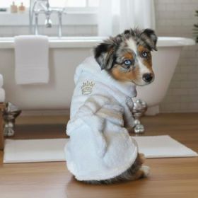 White Gold Crown Cotton Dog Bathrobe by Doggie Design (Option: Medium)