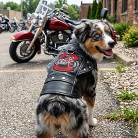 Biker Dawg Motorcycle Dog Jacket - Black (Option: Small)