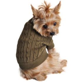 Combed Cotton Cable Knit Dog Sweater - Herb Green (Option: Medium)