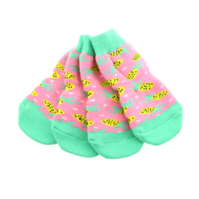 Non-Skid Dog Socks - Pink Pineapple (Option: Small)