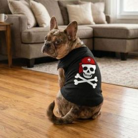 Pirate Skull with Red Bandana Dog Shirt - Jet Black (Option: Medium)
