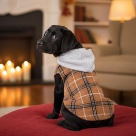 Weekender Dog Sweatshirt Hoodie - Brown & Black Plaid Flannel (Option: Medium)